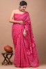 Cotton Mulmul Hand Block Booti Pink Saree