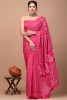 Cotton Mulmul Hand Block Booti Pink Saree